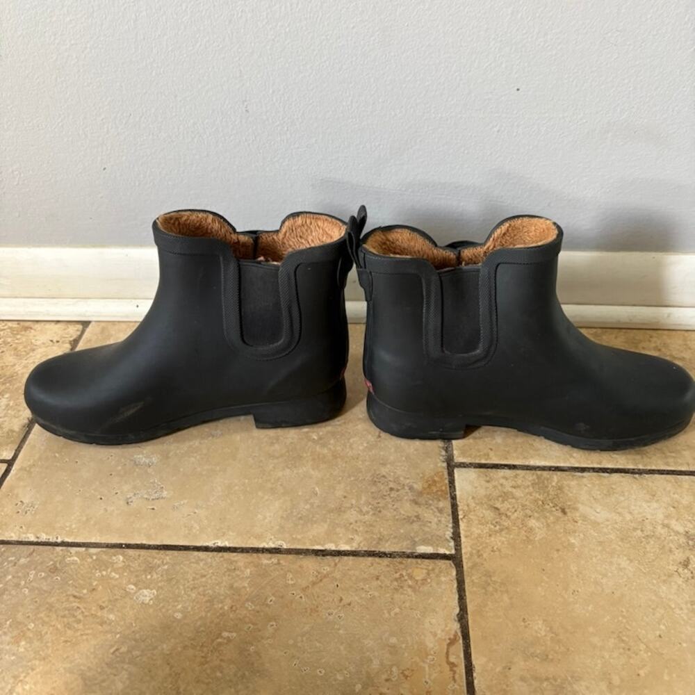 Chooka Rain Boots Womens 8 Delridge Chelsea Black Pull-on Faux Fur Lined - Picture 2 of 9